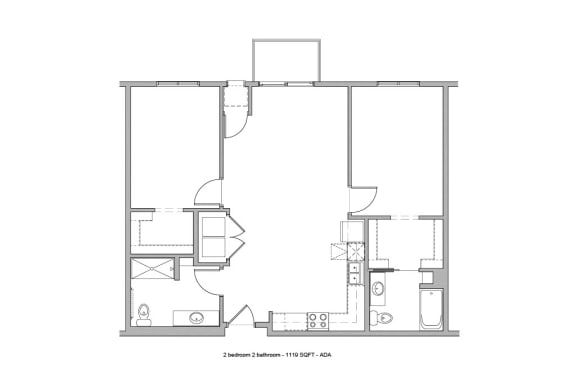 a floor plan of a small house with a bedroom and a living room
