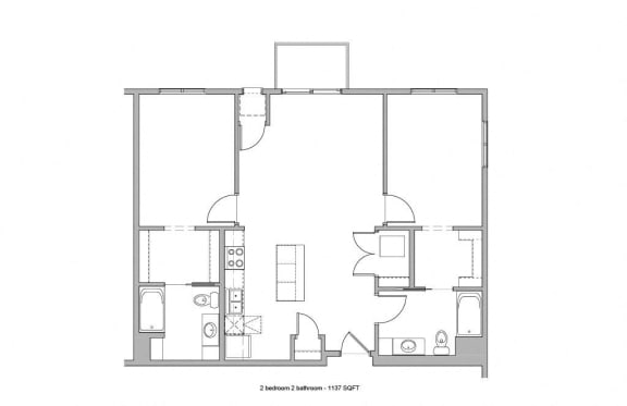 a floor plan of a small house with a bedroom and a living room