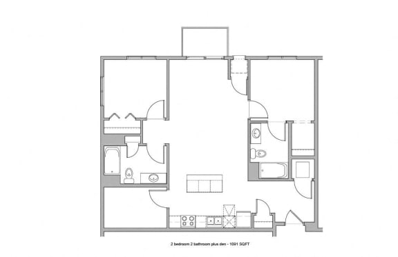 bedroom floor plan of an open concept home