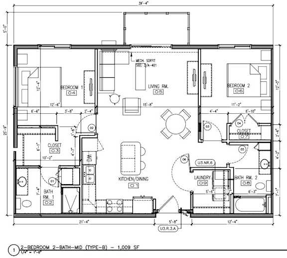 a floor plan of a house with different rooms and counters