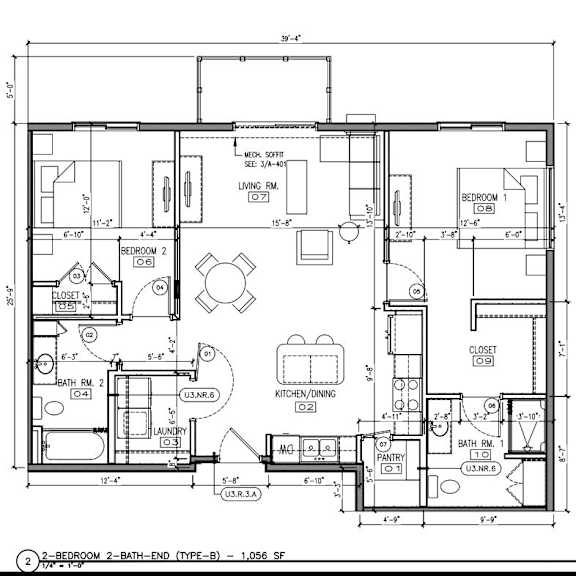 a floor plan of a home with bedrooms and a large living room