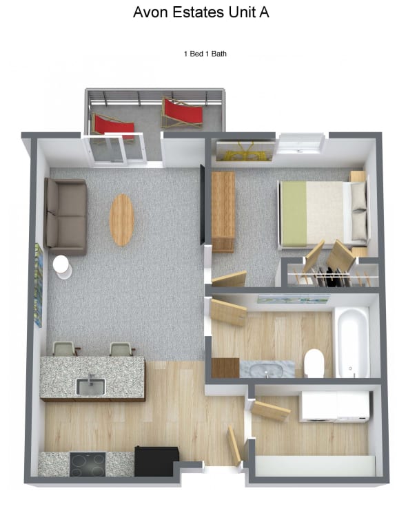 3D 1 bd 1 ba 664 SF