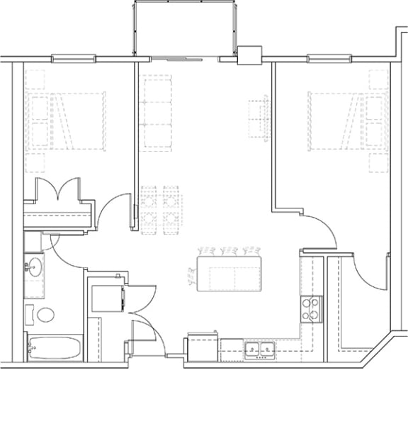 a black and white floor plan of a small house