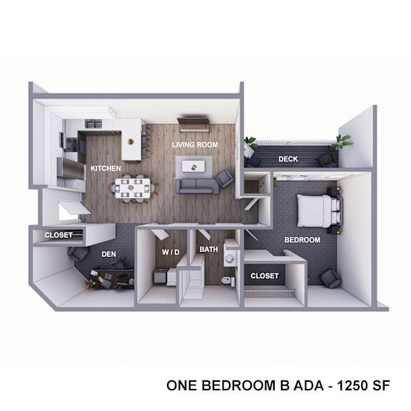 an image of our one bedroom b a930 sf floor plan