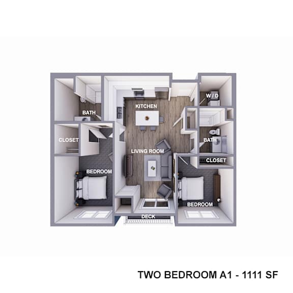 an image of the two bedroom floor plan with roommates