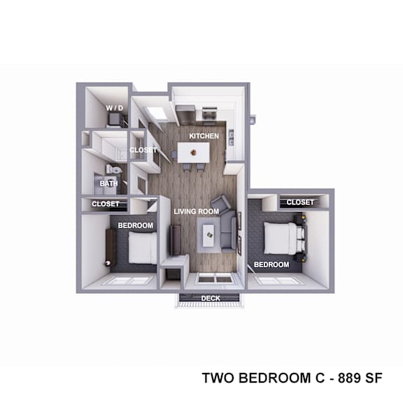 an image of a two bedroom floor plan with roommates