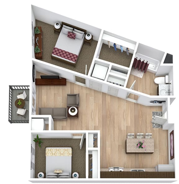 a floor plan of a bedroom with a bed and a bathroom