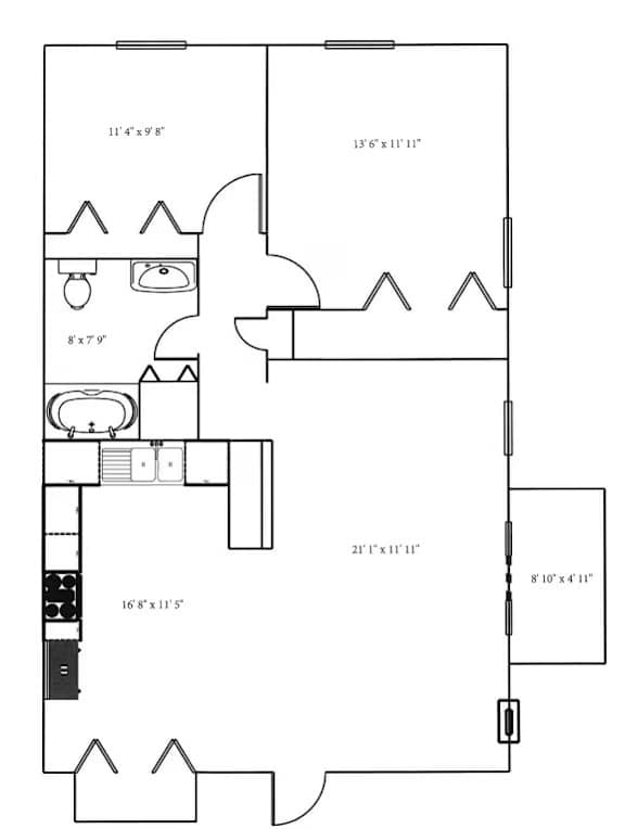 A black and white image of a floor plan for a house.