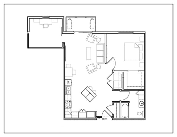 one bedroom den, 900 sq ft