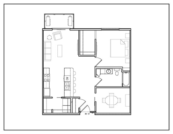 one bedroom den, 861 sq ft