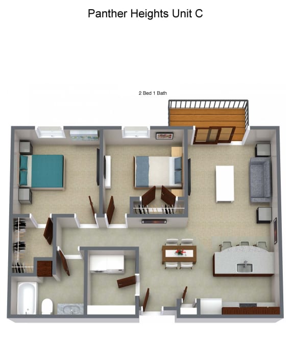 2 Bedroom 1 Bath