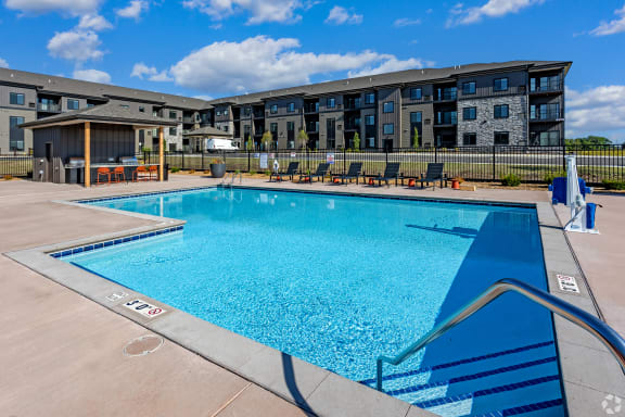 our apartments have a resort style pool with lounge chairs