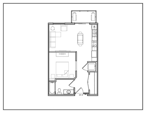 Studio, 573 sq ft, Entryway Closet