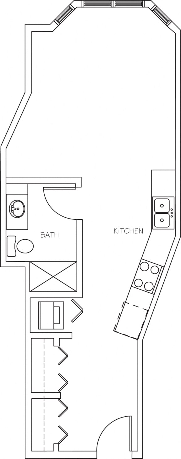 464 sq ft Studio