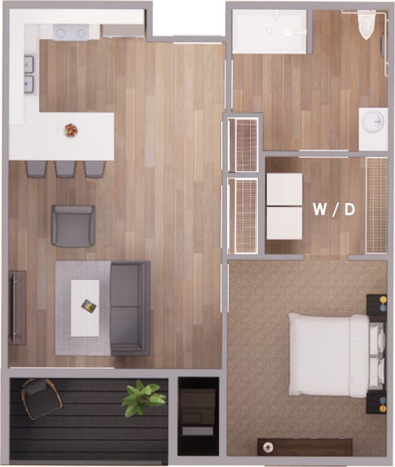 One Bed One Bath 782 ADA
