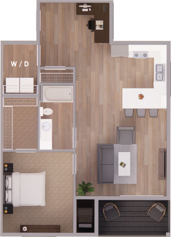 One Bed One Bath 898 End Unit