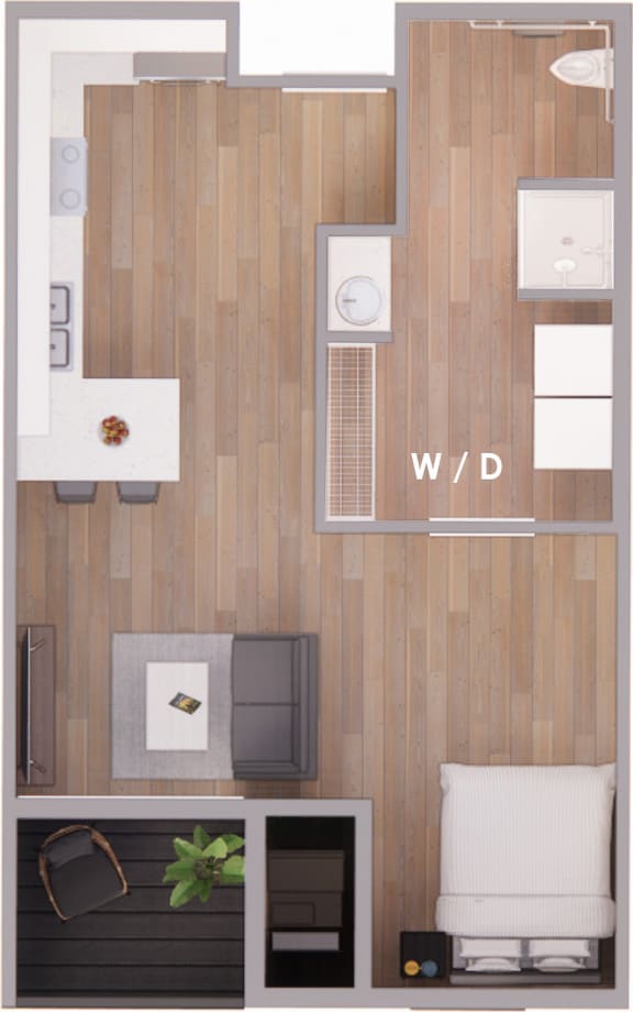 Studio 579 sq ft ADA