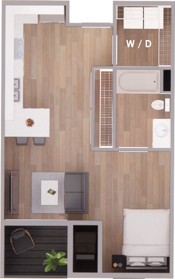 Studio 579 sq ft
