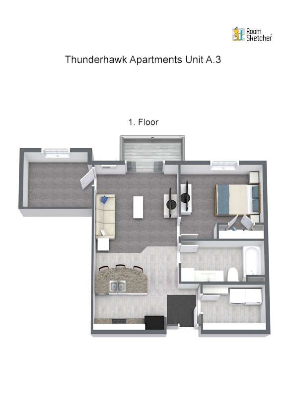 1 Bed 1 Bath + Den