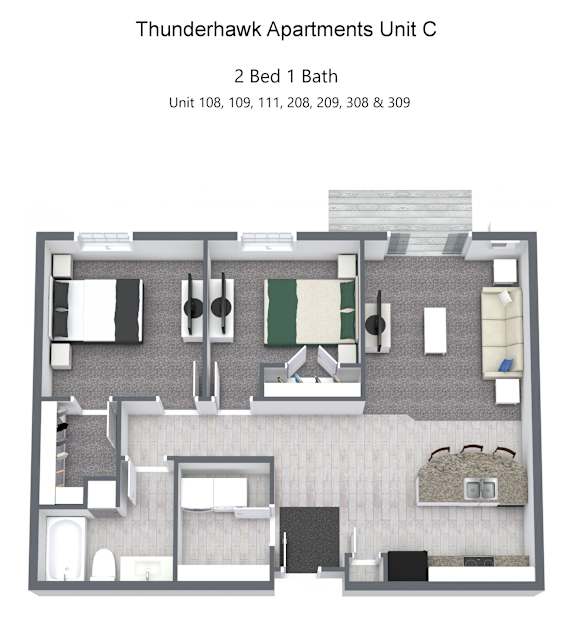 2 Bed 1 Bath