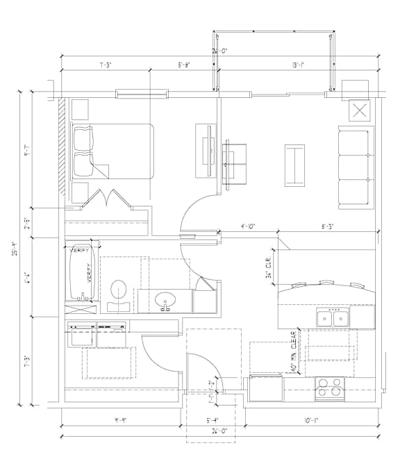 1 Bed 1 bath