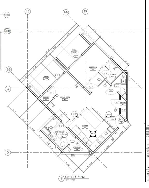 A drawing of a floor plan for a residential unit.