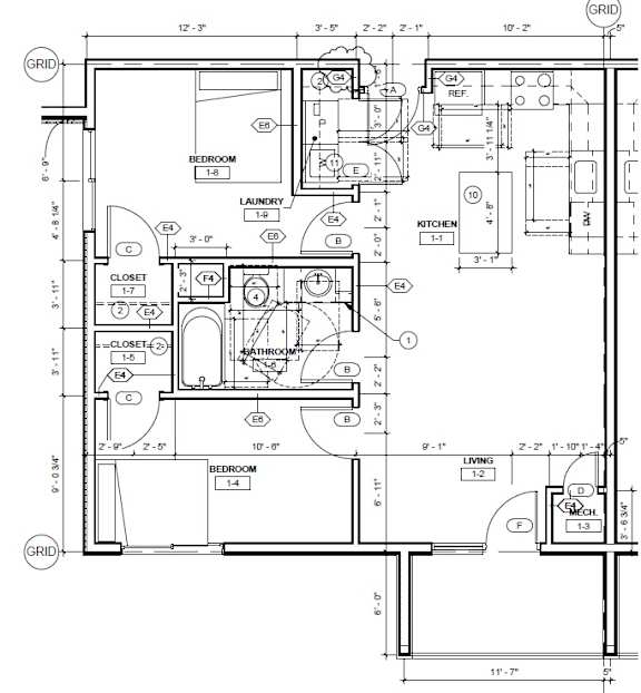 A detailed black and white architectural floor plan of a house layout.