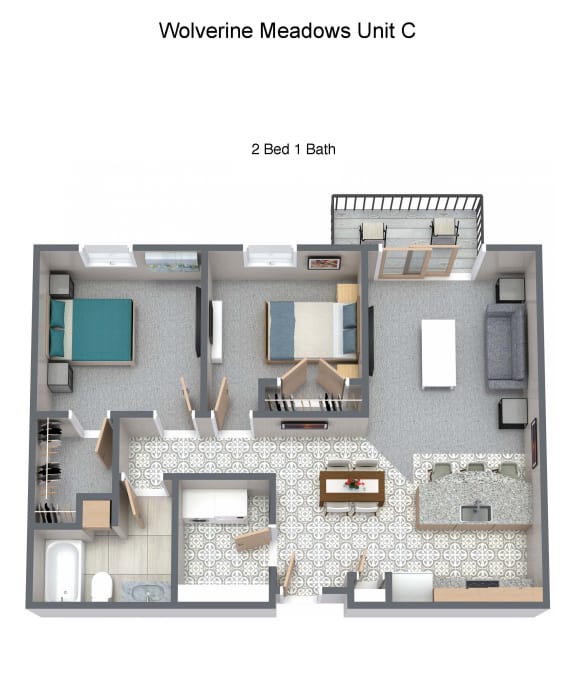 2 bd 1 bath 921 sf