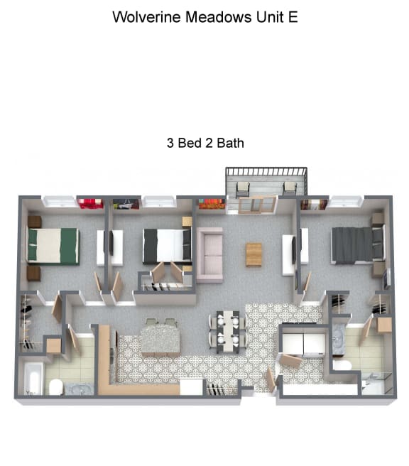 3 bd 2 bath 1230 sf