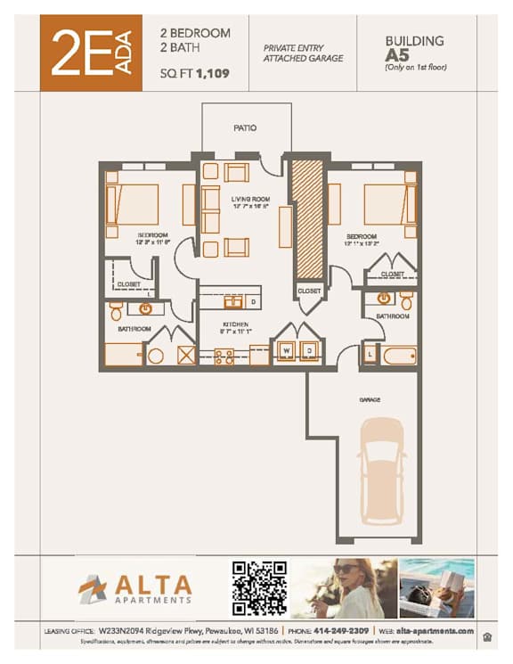 2E Floorplan at Alta Apartments, Pewaukee