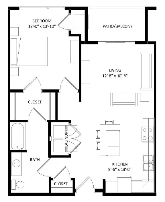Floor Plan  1 Bedroom A ADA Floor Plan at Two Points Crossing, Wisconsin