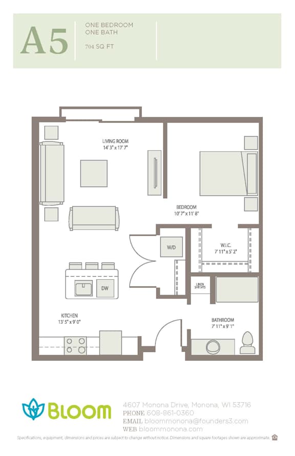 A5 Floorplan at Bloom, Monona, 53716