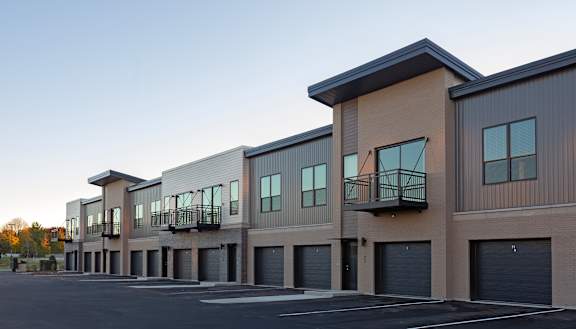 A row of modern townhouses at Alta Apartments, Wisconsin