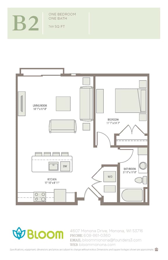 B2 Floorplan at Bloom, Monona