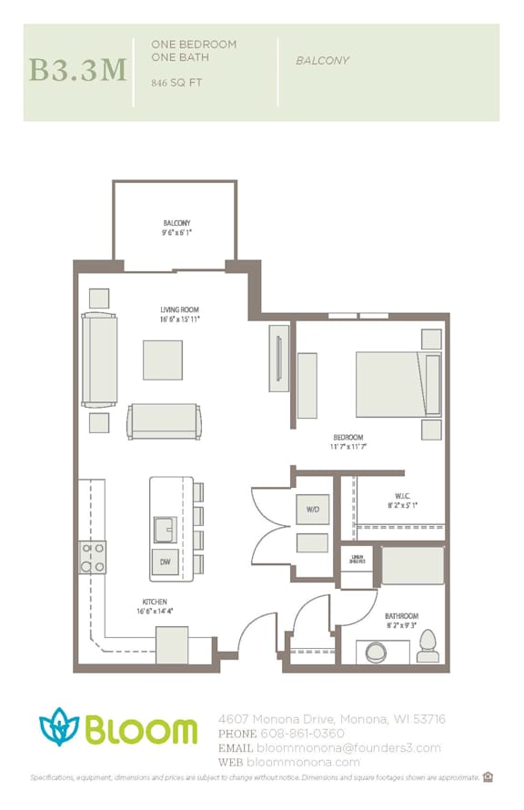 B33M Floorplan at Bloom, Monona, WI
