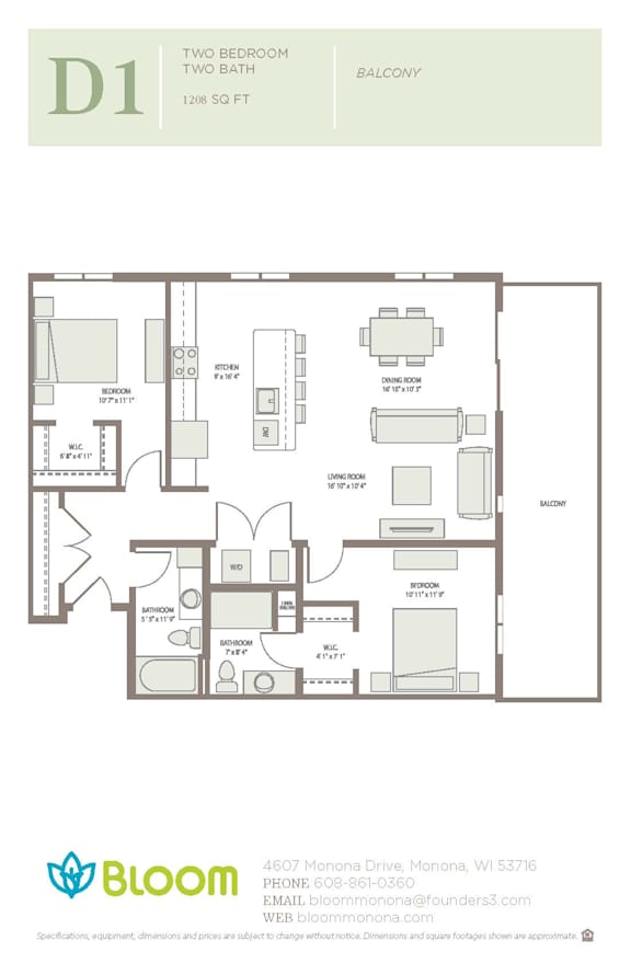 D1 Floorplan at Bloom, Monona, 53716
