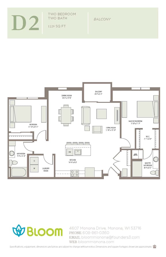 D2 Floorplan at Bloom, Monona, Wisconsin