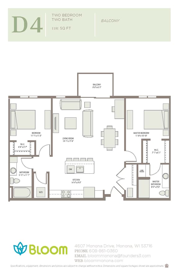 D4 Floorplan at Bloom, Monona, WI