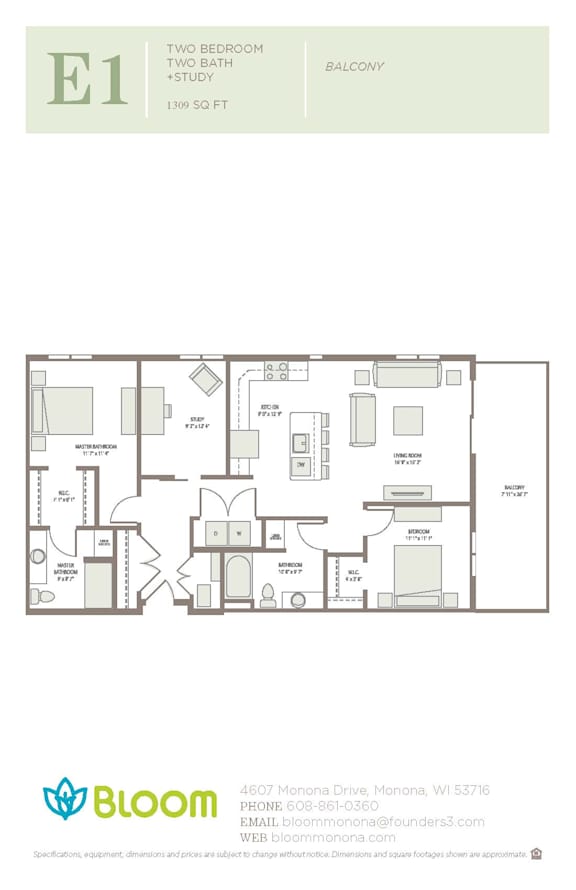 E1 Floorplan at Bloom, Monona, Wisconsin