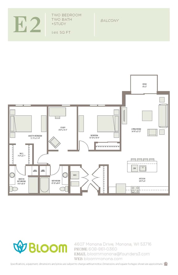 E2 Floorplan at Bloom, Monona, 53716