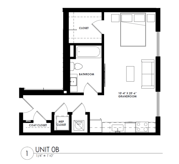 Floor Plan  a floor plan of a house with a bedroom and a living room