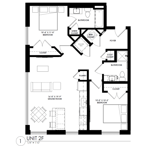 a floor plan of a home with a bedroom and a living room