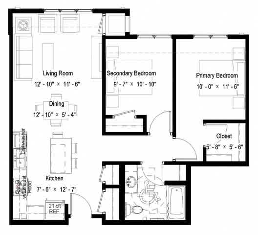 A black and white image of a house floor plan.