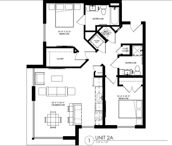 a floor plan of a home with a long asymmetrical floor plan