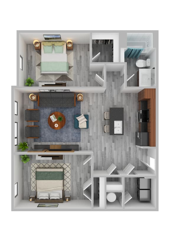 a 1 bedroom floor plan with a bathroom and a living room