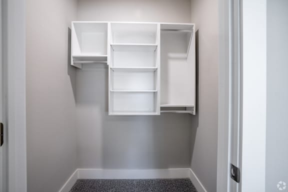 Closet With Shelving at The Delaney at East Park Apartments, Kennesaw, 30144