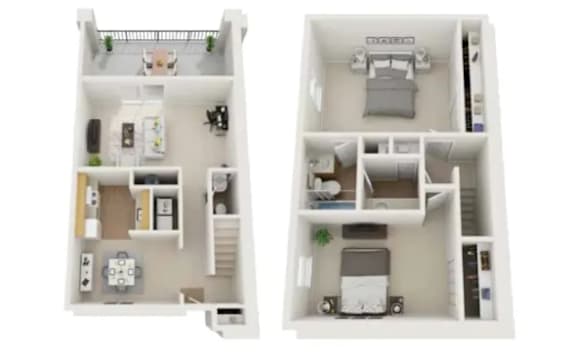 2Bedroom Floor Plan at Mountain Place Apartments, Stone Mountain, GA, 30083