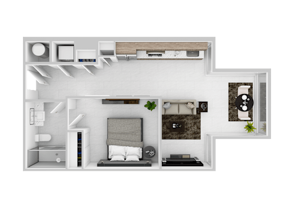 A2B Floor Plan at The 600 Apartments, Birmingham, Alabama