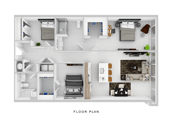 B2A C3A Floor Plan at The 600 Apartments, Birmingham, 35203