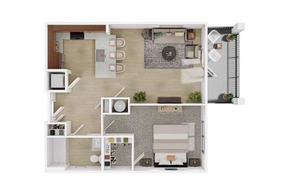 Floor Plan  1 bed 1 bath B at The Ashton at East Park Apartments, Kennesaw